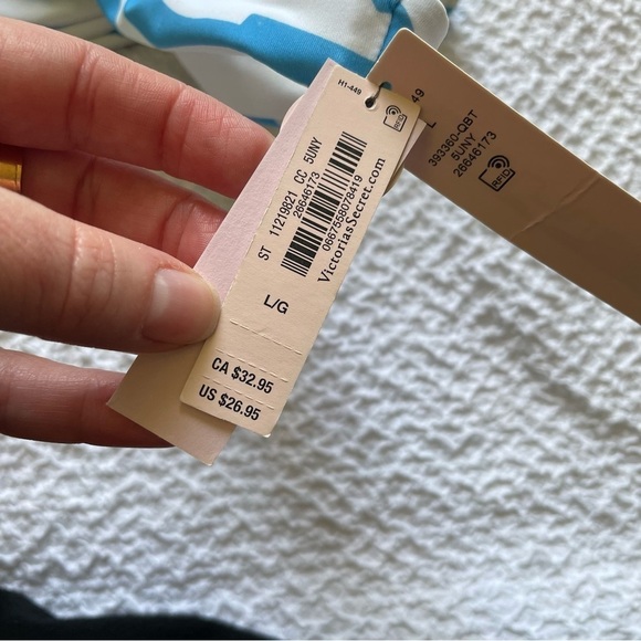 NWT Set Victoria’s Secret Geo Zebra Print Bikini Set Blue Size Large & XL - Picture 8 of 16